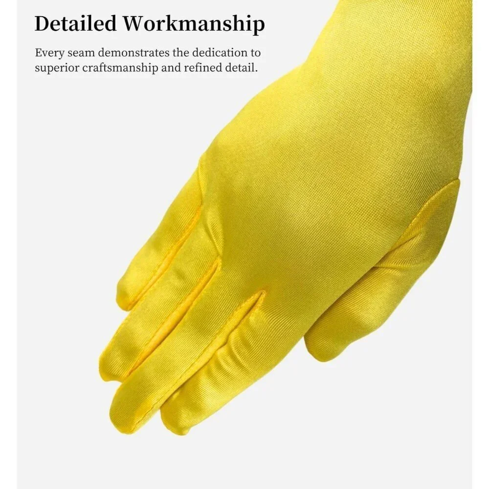 Women's Elbow Length Yellow Long Satin Gloves Costume Princess Party Accessories